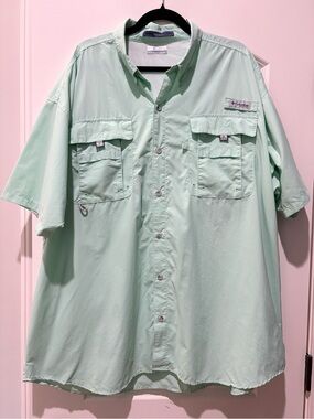 Columbia PFG Bahama II Fishing Shirt XXL Seafoam/Mint Green Vented Outdoor